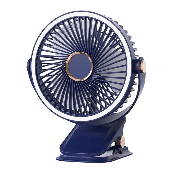 JOYBUY Mini Clip-On USB Desk Fan – Quiet Rechargeable Cooling Fan, Blue