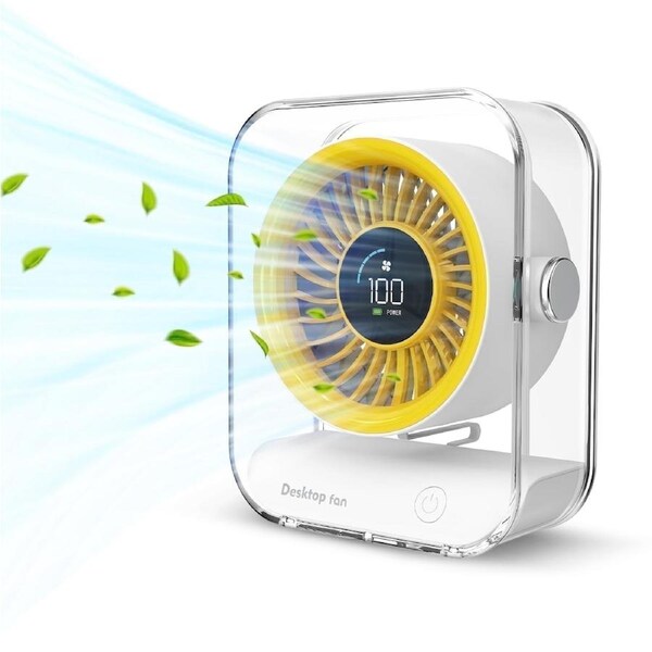 JOYBUY Small Desk Fan – Rechargeable 6-Speed Table Fan with LED Display, Personal Use