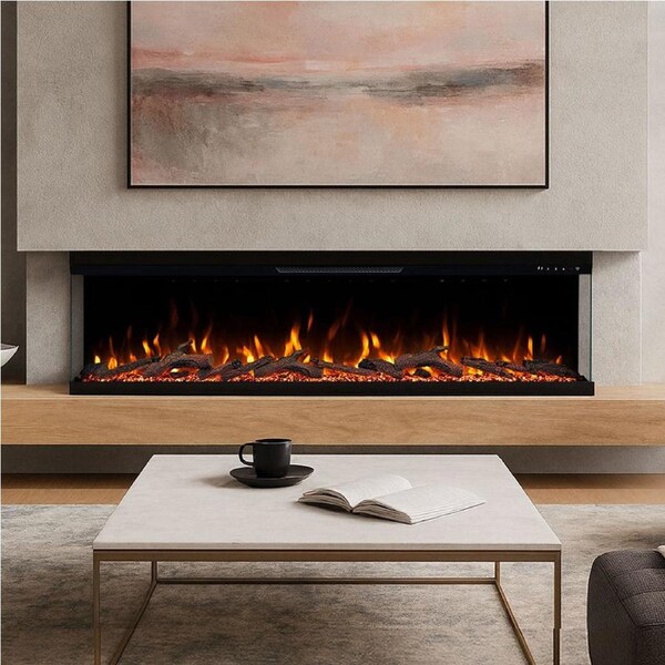 Aspen 72 Inch 3 Sided 1500W Built-in Recessed/Wall mounted Electric Fireplace