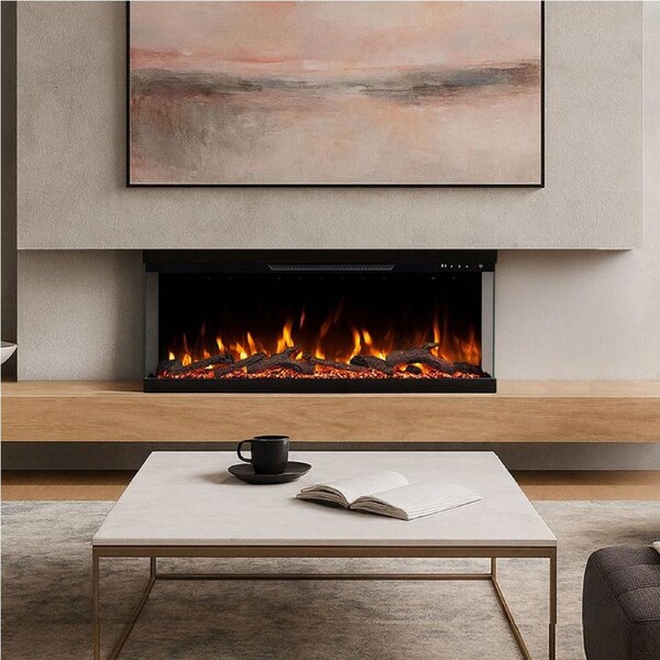Aspen 50 Inch 3 Sided 1500W Built-in Recessed/Wall mounted Electric Fireplace