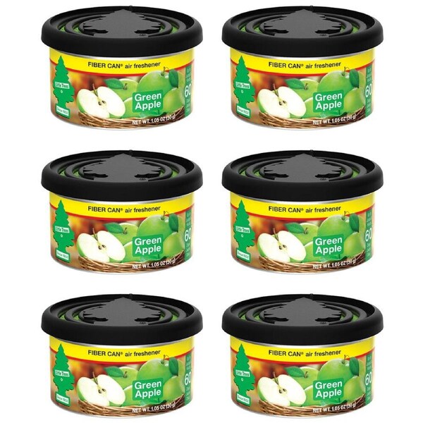 6PK Little Tree Fiber Can Car Air Freshener Fragrance 30g Green Apple