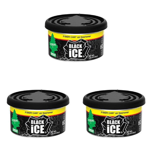 3PK Little Tree Fiber Can Car Air Freshener Fragrance 30g Black Ice