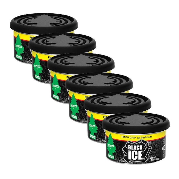 6PK Little Tree Fiber Can Car Air Freshener Fragrance 30g Black Ice