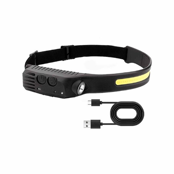 USB Rechargeable COB LED Motion Sensor Headlamp Torch Light