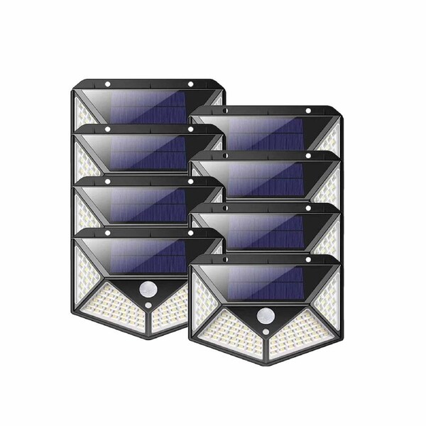 Outdoor Garden Solar Powered 100-LED Motion Sensor Wall Light -8pcs
