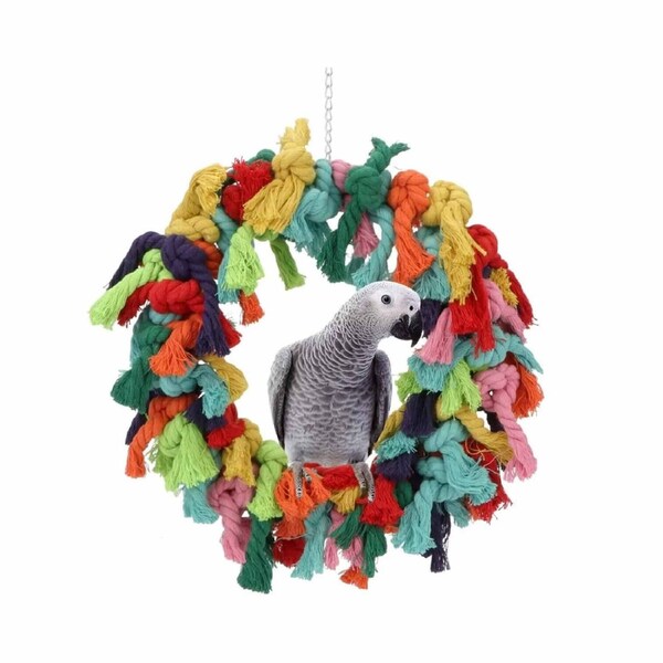 Parrot Swing Cage Toy Cotton Rope Ring Chew