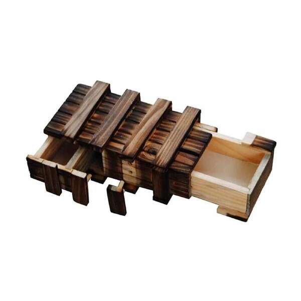 Money Card Holder Secret Puzzle Box Wooden Compartment