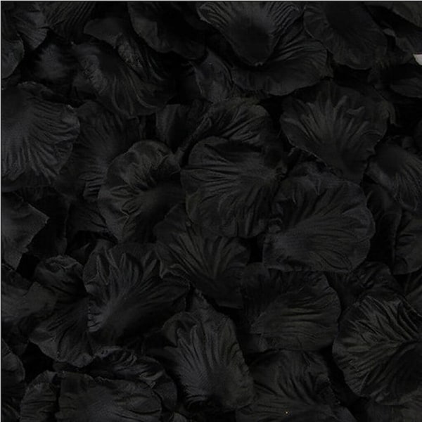 Artificial Black Silk Rose Petals 100pk