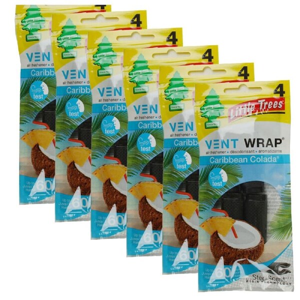 6x 4pc Little Tree Wrap Around Vent Car Air Freshener Caribbean Colada Scent