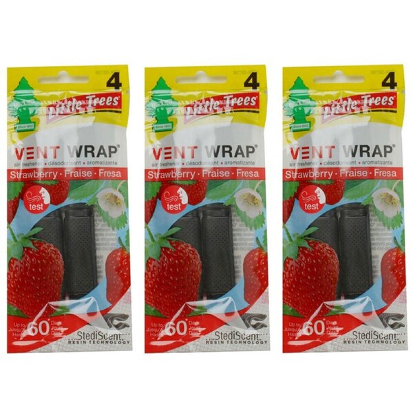 3x 4pc Little Tree Wrap Around Vent Car Air Freshener Strawberry Scent