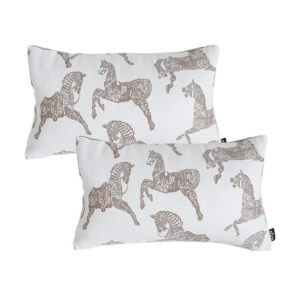 SOGA 2X 35cm White Decorative Horse Pattern Cushion Throw Pillow