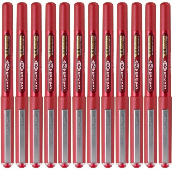Uni-Ball UB150-038 Eye Liquid Ink Rollerball Pen Ultra Micro 0.38mm Red Box 12