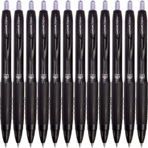 Uni-Ball UMN307 Signo Retractable Gel Ink Rollerball Pens 0.7mm Black Box 12