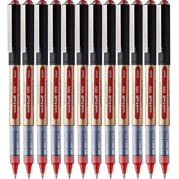 Uni-Ball UB150-10 Eye Liquid Ink Rollerball Pen Broad 1.0mm Red Box 12