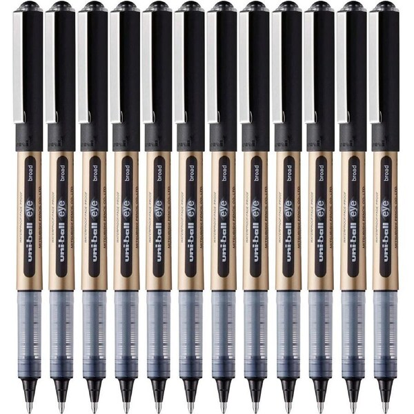 Uni-Ball UB150-10 Eye Liquid Ink Rollerball Pen Broad 1.0mm Black Box 12