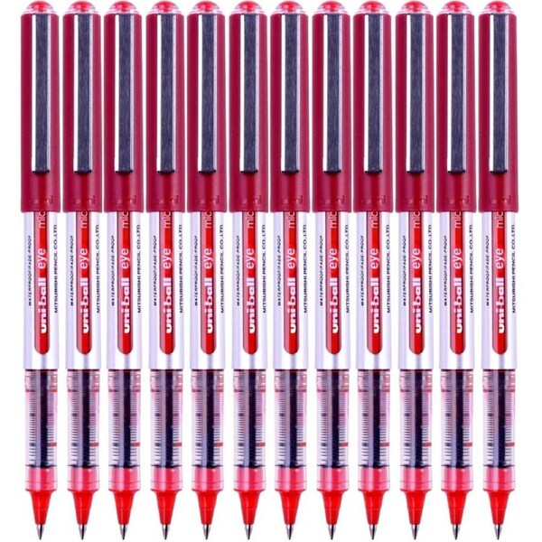 Uni-Ball UB150 Eye Liquid Ink Rollerball Pen Micro 0.5mm Red Box 12