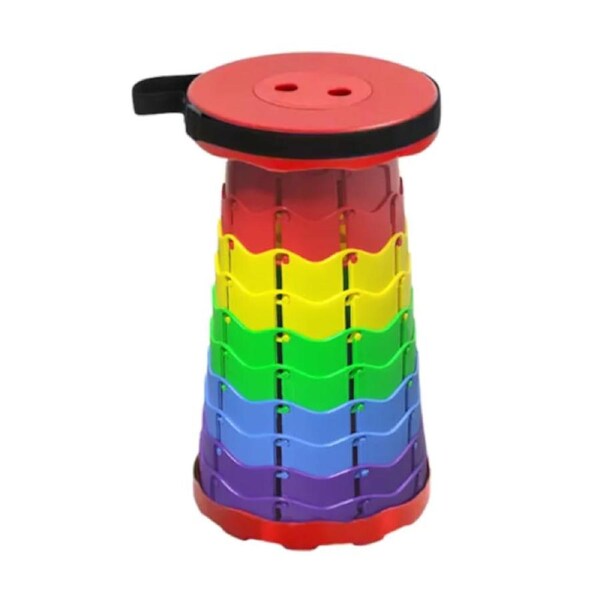 Folding Stool Seat Portable Retractable Telescopic Camping Fishing Travel Chair Rainbow