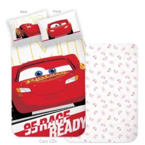 Disney Cars Lightning McQueen Race Ready Cotton Kids Quilt Cover Set - Toddler Bed Size