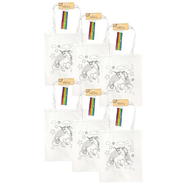 6PK Krafters Korner Custom Design Cotton Tote Bag w/ 5 Markers 39x33cm Assorted