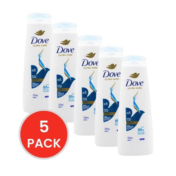 Dove Ultra Care Daily Care Shampoo Vegan 350mL (5 Pack)