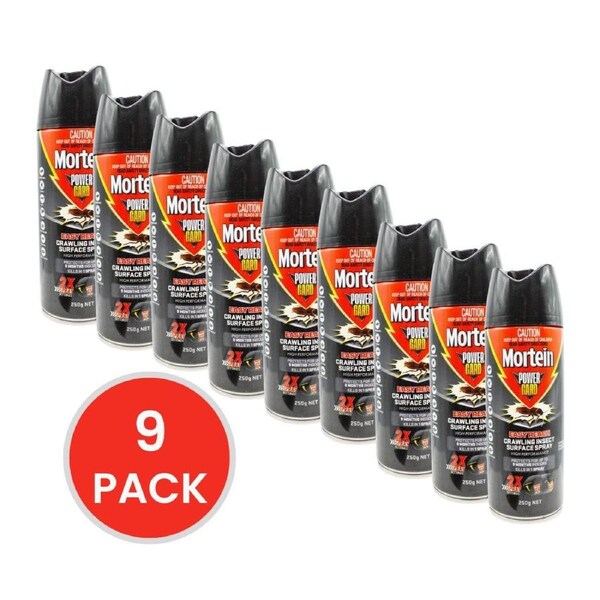 Mortein Crawling Insect Spray Power Guard 2X Easy Reach 250g (9 Pack)