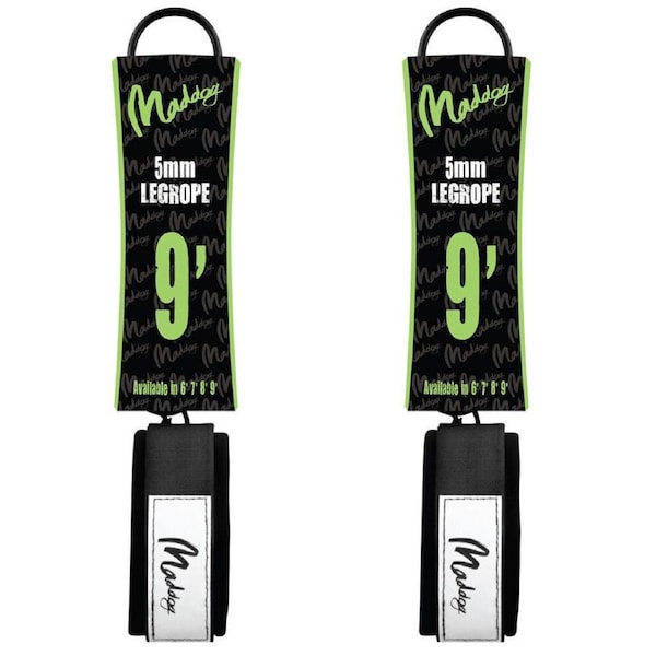 2PK Maddog Basic Straight Surfboard Leash w/ Neoprene Ankle Strap 9 Foot Black