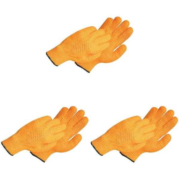3PK Mirage Multi-Purpose Outdoor Gum Rubber Gripper Gloves Medium Orange