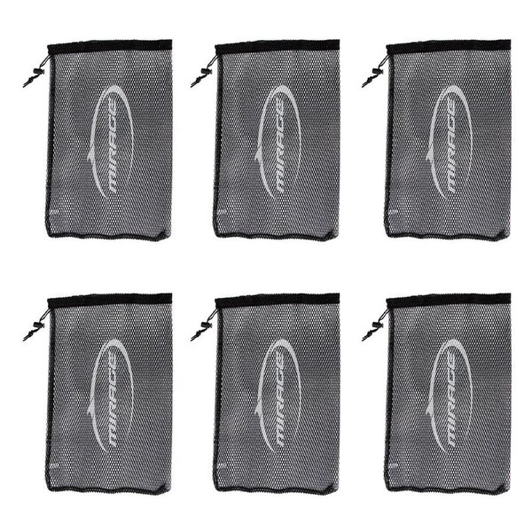 6PK Mirage Outdoor Fishing Mesh Drawstring Catch Bag 70 x 30cm Black