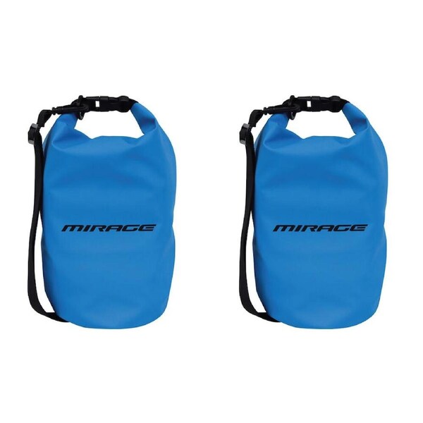 2PK Mirage Roll-Top Buckle Barrel Outdoor Dry Bag w/ Shoulder Strap 5L Blue