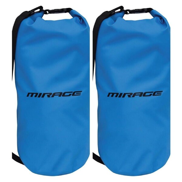 2PK Mirage Roll-Top Buckle Barrel Outdoor Dry Bag w/ Shoulder Strap 15L Blue