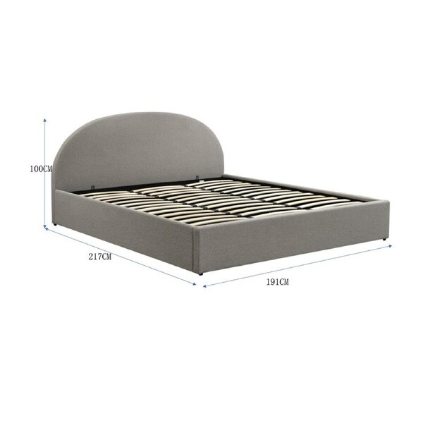 Foret Bed Frame Queen King Base Arched Platform Fabric Gas Lift Storage Wood King