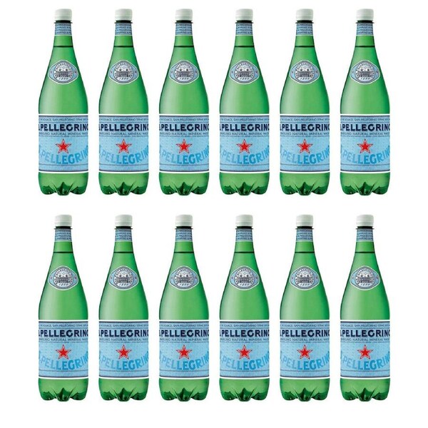 12PK San Pellegrino Italian Sparkling Mineral Water Green Plastic Bottle 1L
