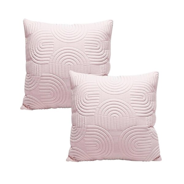 SOGA 2X 50cm Pink Textured Geometric Pattern Decorative Throw Pillow