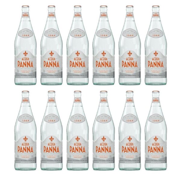 12PK Acqua Panna Premium Italian Still Mineral Water w/Glass Bottle 1L