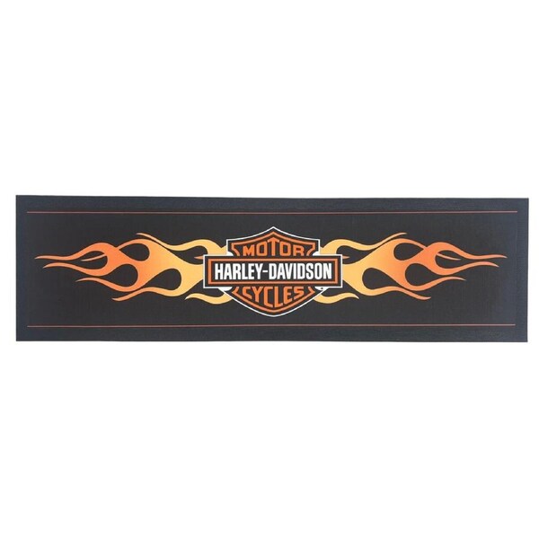Harley Davidson Motorcycles Bar Runner Mat Shield with Flame
