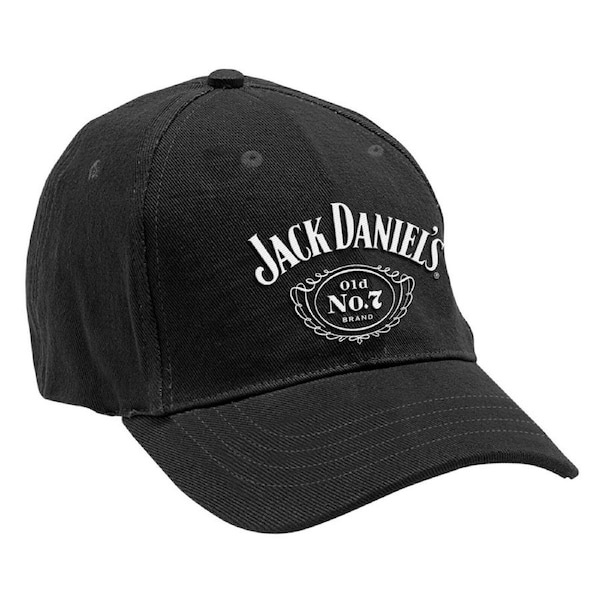 Jack Daniels Embroidered Black Logo Flat Peak Cap Hat