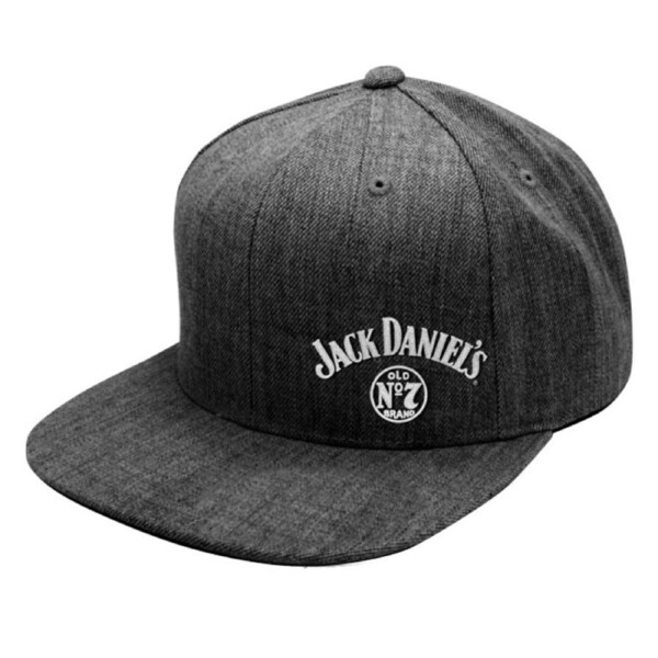 Jack Daniels Embroidered Charcoal Logo Flat Peak Cap Hat