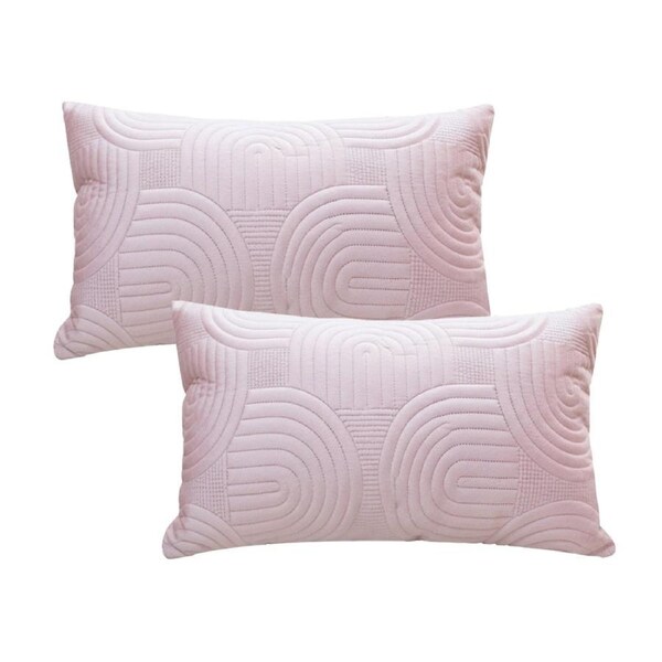 SOGA 2X 30cm Pink Textured Geometric Pattern Decorative Throw Pillow