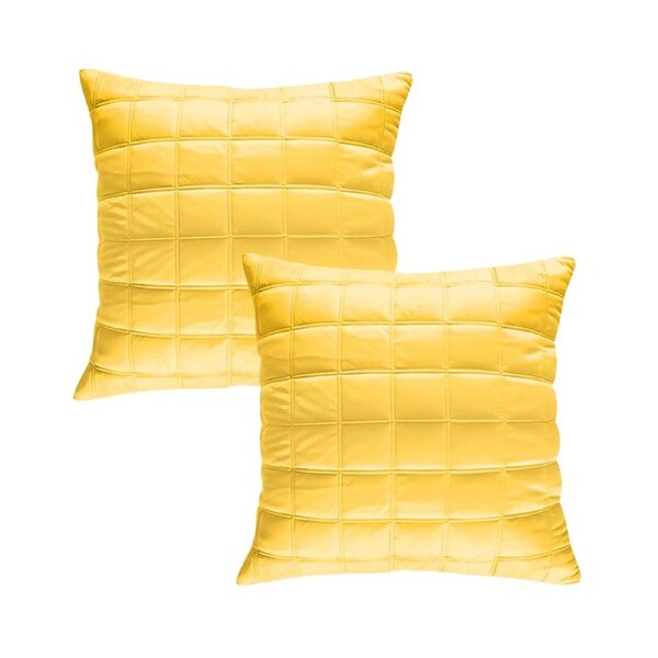 SOGA 2X 50cm Yellow Quilted Grid Pattern Decorative Throw Pillow