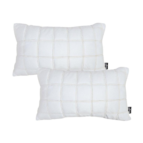 SOGA 2X 30cm White Quilted Grid Pattern Decorative Throw Pillow