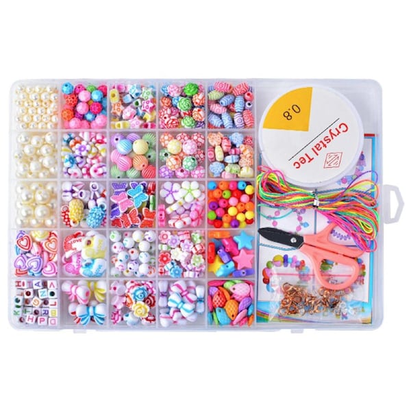 Kids' DIY Beading Kit - Educational Toy for Girls to Make Bracelets & Necklaces, Complete Crafting Tool Set