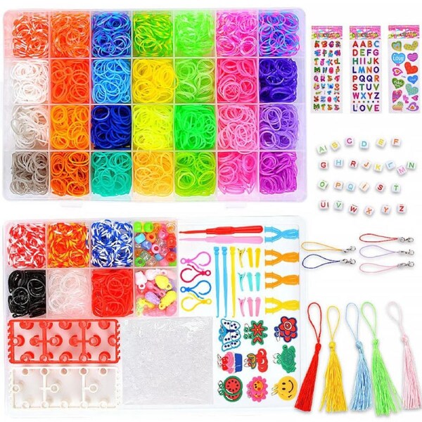 Rainbow Loom Bracelet Making Kit - Rubber Bands Weaving Set for Kids, Educational Craft Toy