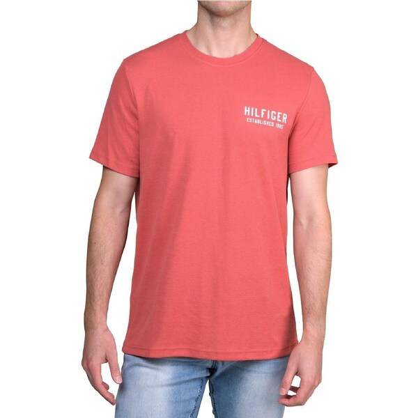 Tommy Hilfiger Men's Crew Neck Graphic Pique Cotton Blend T-Shirt Tuscan Red L