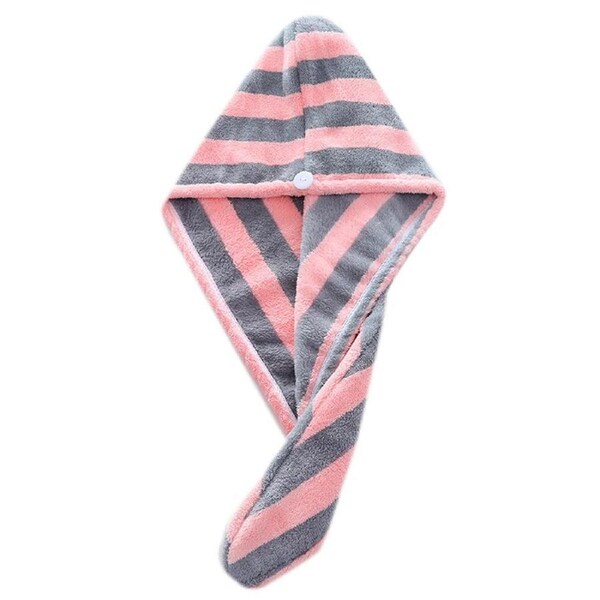 Bath Head Wrap Hat Spa Cap Fast Dry Microfibre Hair Towel Turban Grey Pink