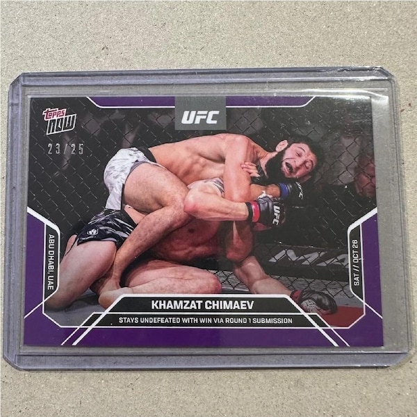 2024 UFC Topps Now UFC 308 - KHAMZAT CHIMAEV 23/25 PURPLE PARALLEL #28