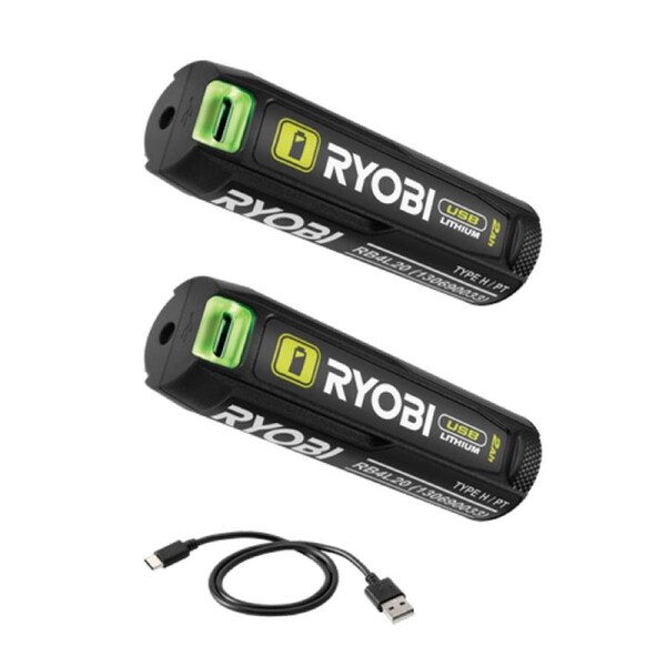 Ryobi 2.0Ah USB Lithium Battery Power Bank RB4L2020 - Twin Pack I/N: 0585262