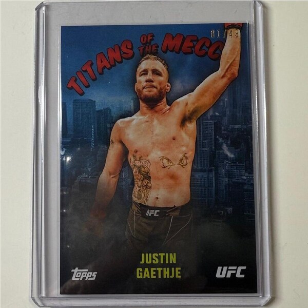 2024 TOPPS UFC NYC - JUSTIN GAETHJE Titans Of The Mecca BLUE 01/49 #TM-4