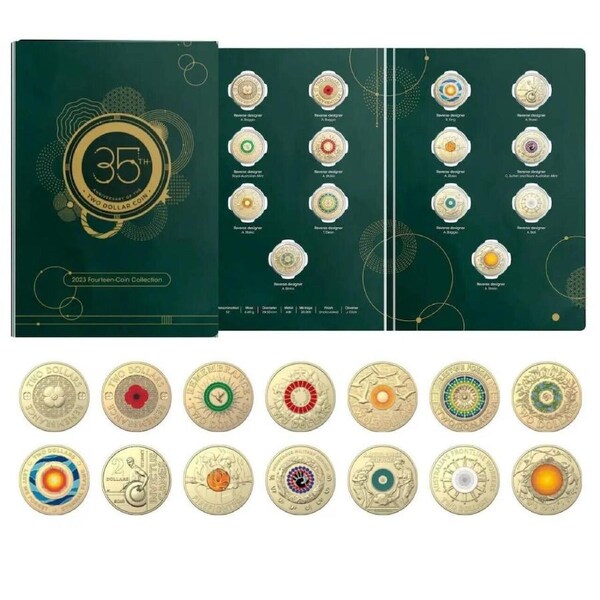 2023 $2 35th Anniversary Of the $2 Coin Fourteen-Coin Collection including poppy from RAM