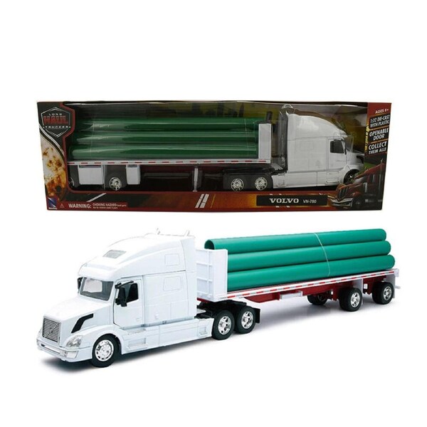 Newray 1:32 Scale Volvo VN-780 Flatbed Trailer With Long Pipe Diecast Mode