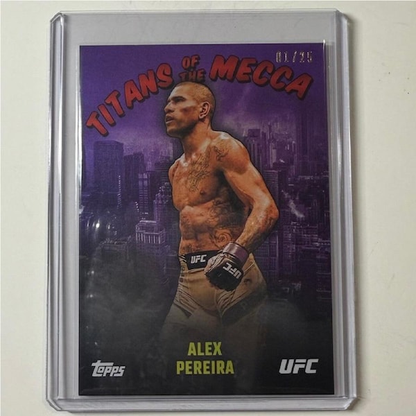2024 TOPPS UFC NYC - ALEX PEREIRA Titans Of The Mecca PURPLE 01/25 BOOKEND #TM-12